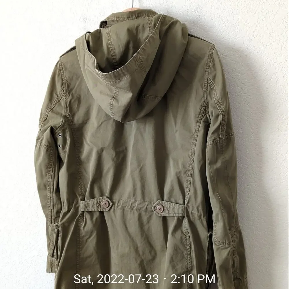 J. Crew Women's Boyfriend Fatigue Military Parka Jacket Size Small Utility Green